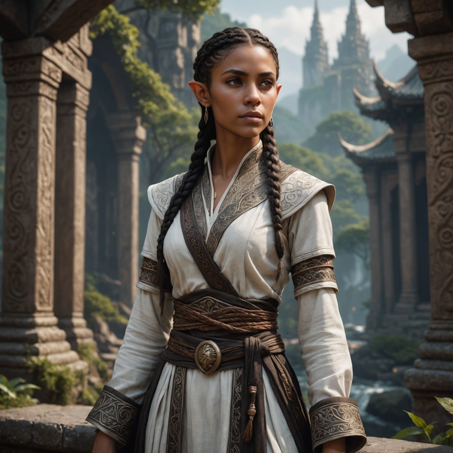 Young Elf Monk in Flowing Clothing