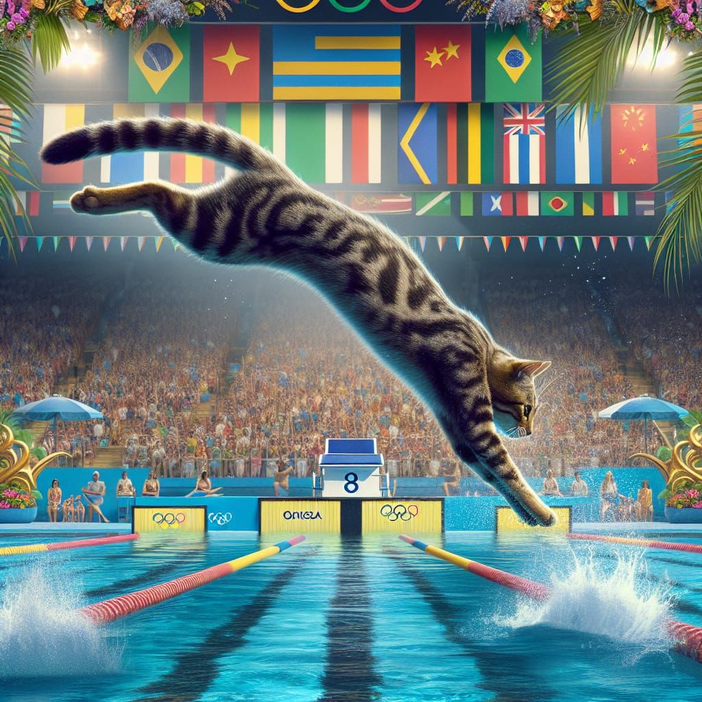 Olympic Cat Diver: A Feline Athlete's Graceful Dive