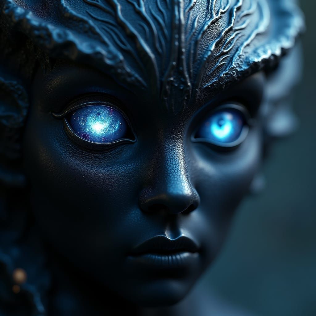 Cosmic Being with Galaxy Eyes, Digital Art