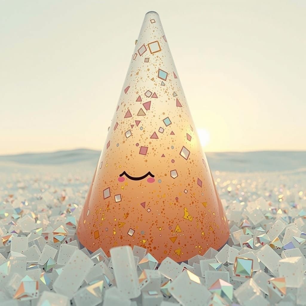 Ethereal Glass Cone Decays into Pastel Crystals in Golden Ho...