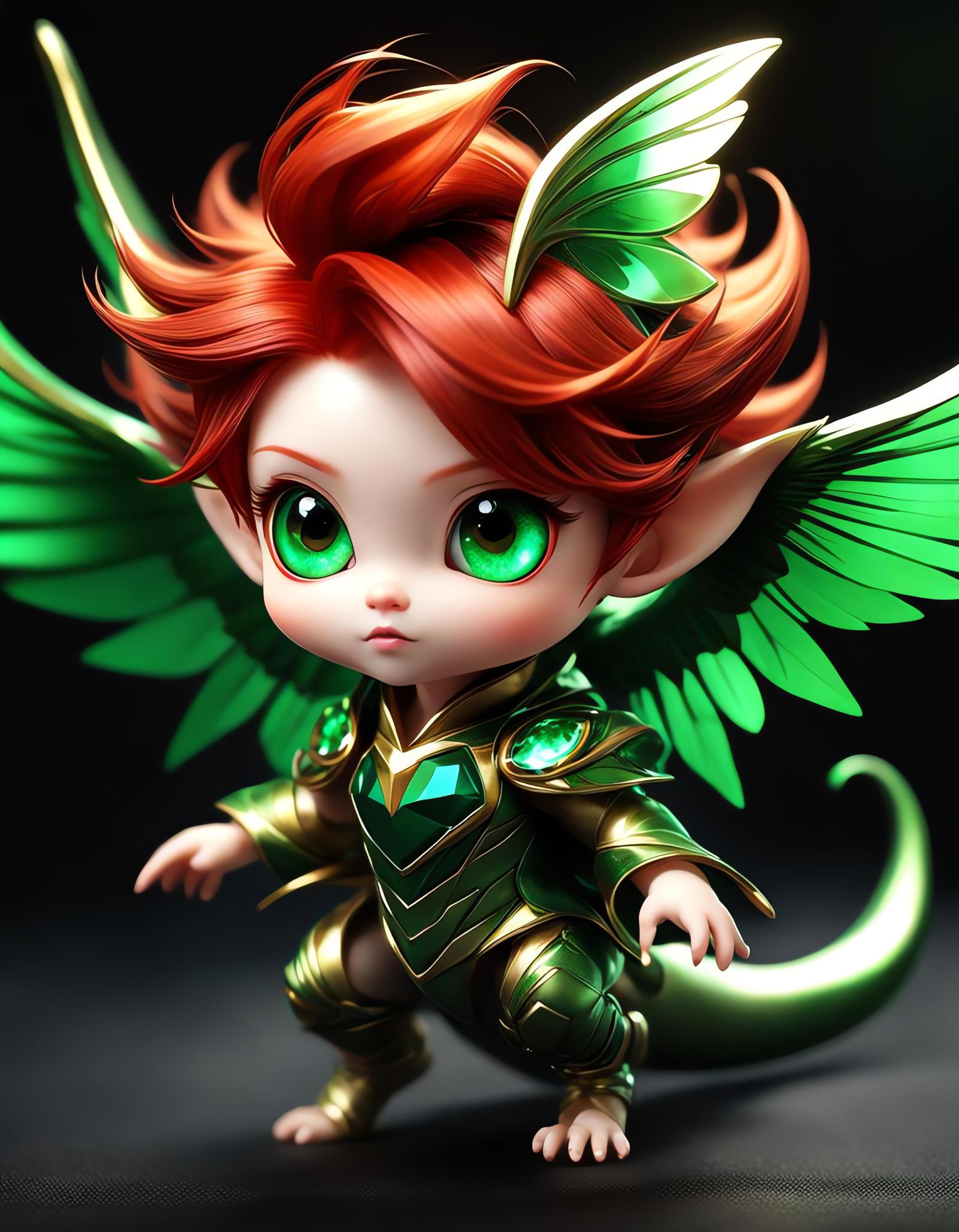 Chibified Imp's First Flight: A Digital 3D Rendering