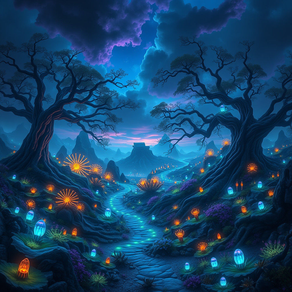 Mystical Luminescent Landscape in 8K Resolution