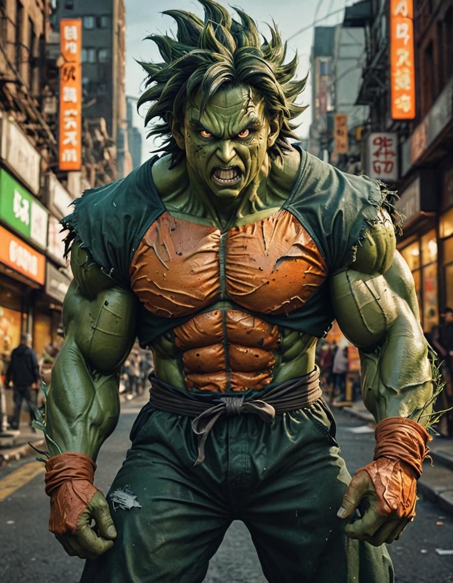 Goku-Hulk-Myers Fusion: Hyper-Realistic Digital Art