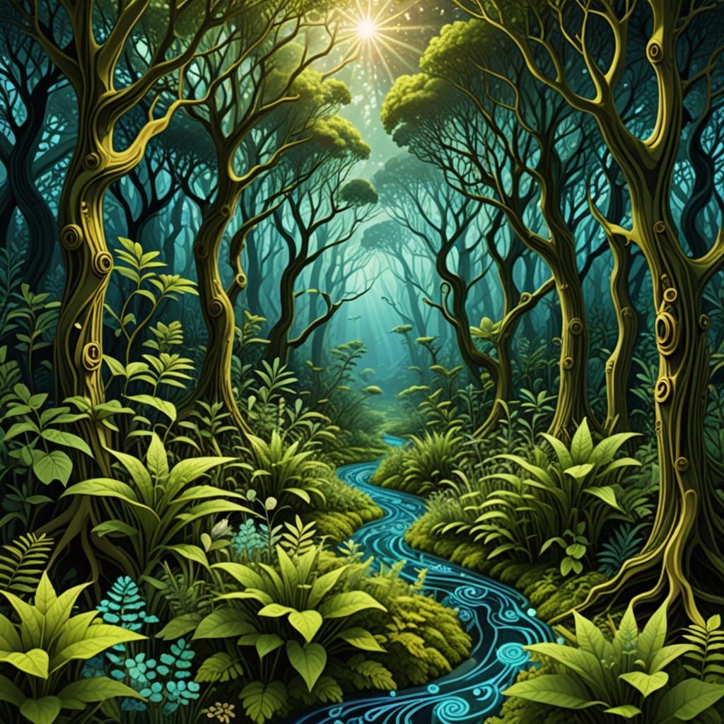 Holographic Healing Grove: A Botanical Interior Shot