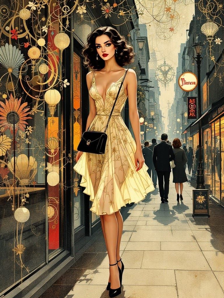 Art Nouveau Pin-Up in the Style of Kay Nielsen