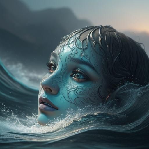 Water Face in 3D with Hyperrealistic Details