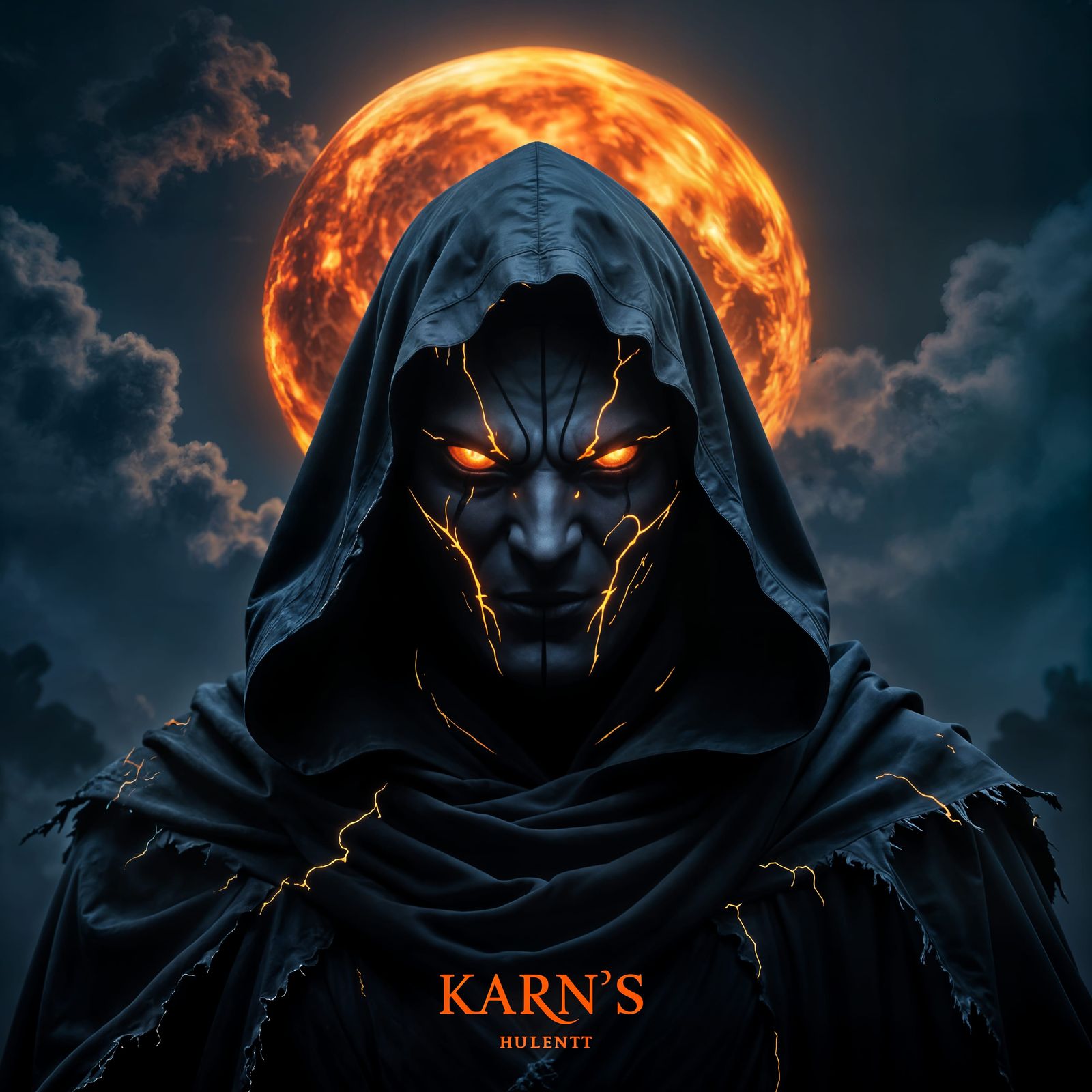 Menacing Figure with Molten Core, Volcanic Energy, Dramatic ...