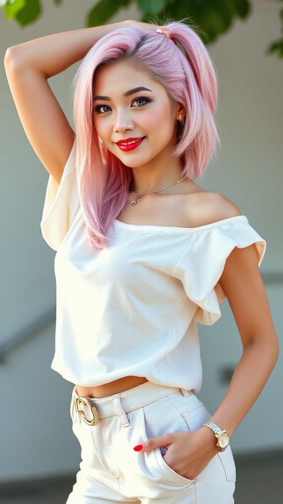 Sakura Haruno High-Fashion Portrait in Hyperrealistic Style