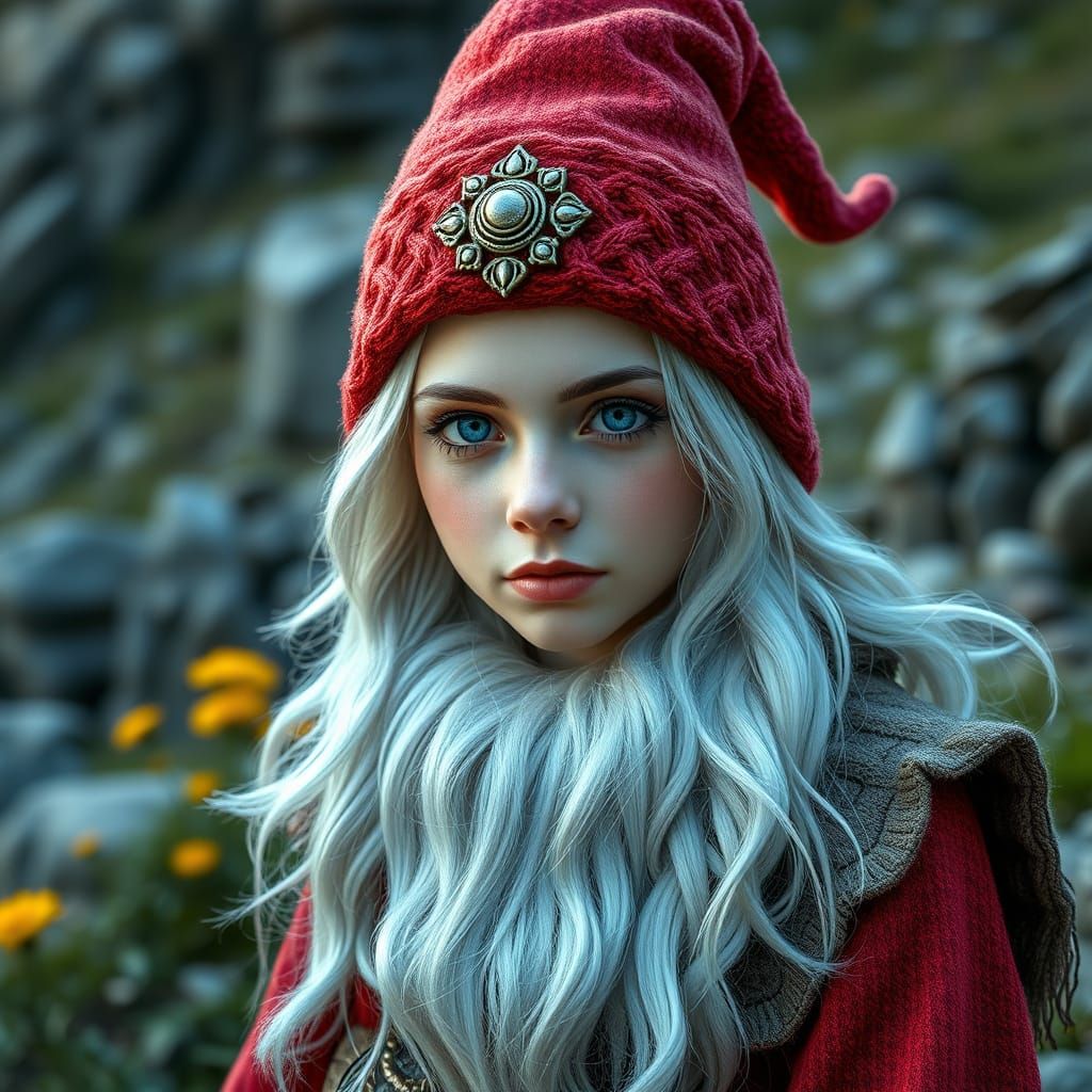 Gnome Transformation: Stunning Young Woman in 8k
