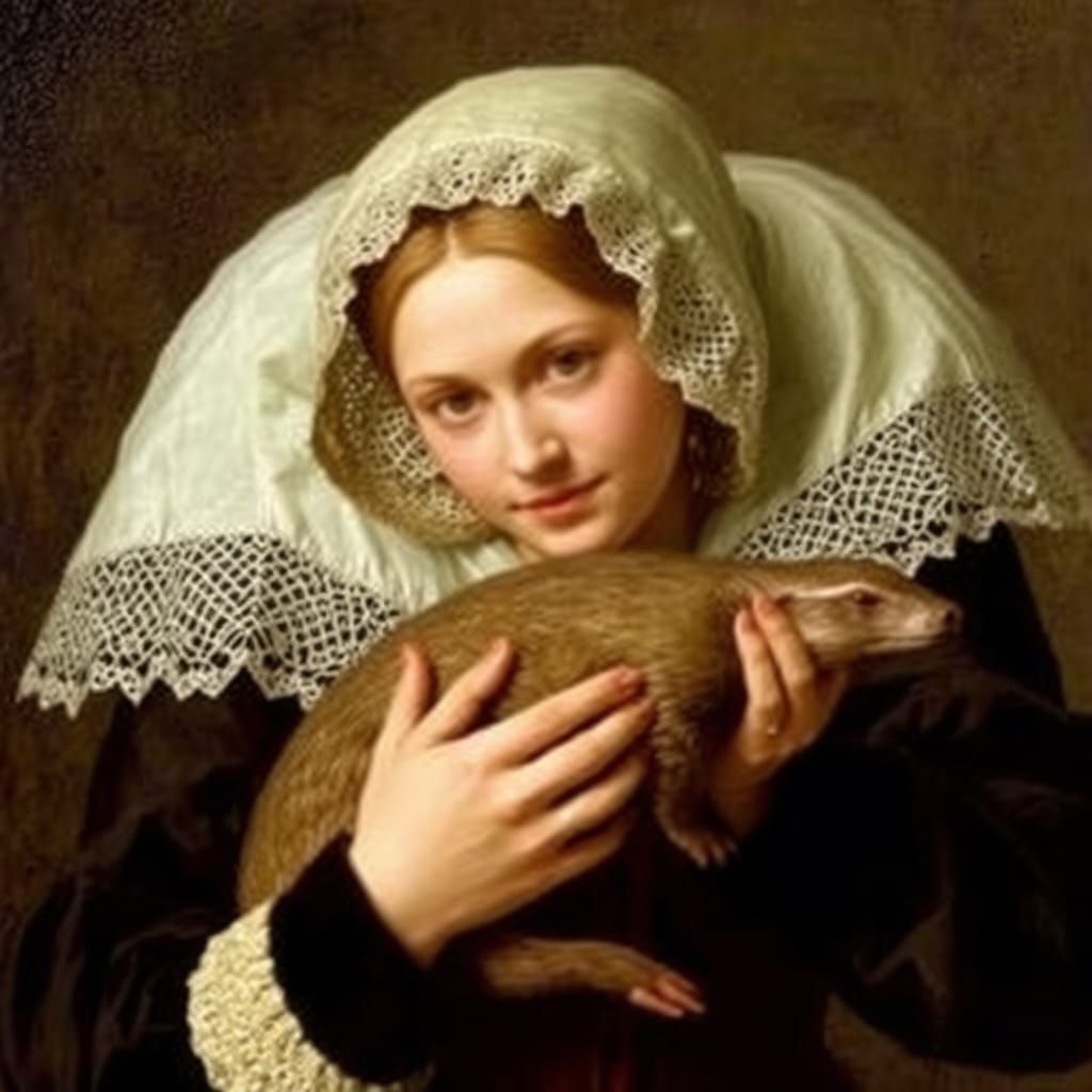 Tudor Woman Holding a Mongoose