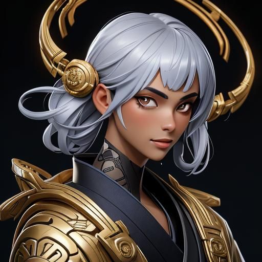 Dazzling Kimono: A Futuristic Portrait in Gold