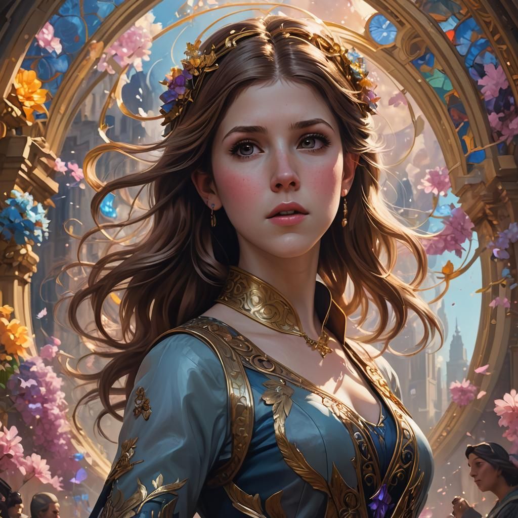 Anna Kendrick Portrait in Art Nouveau Style