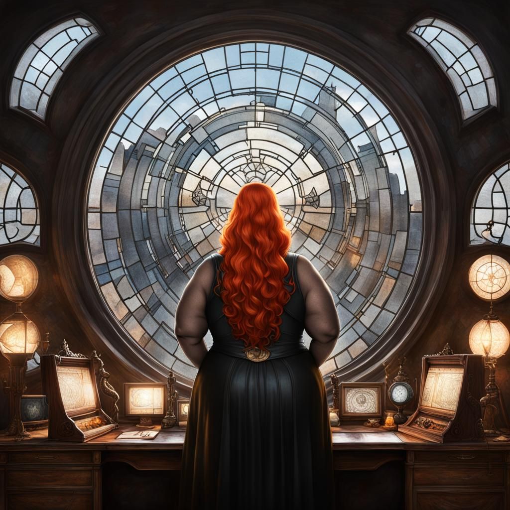 Auburn Alchemist in Future Marsport, Detailed Matte Painting