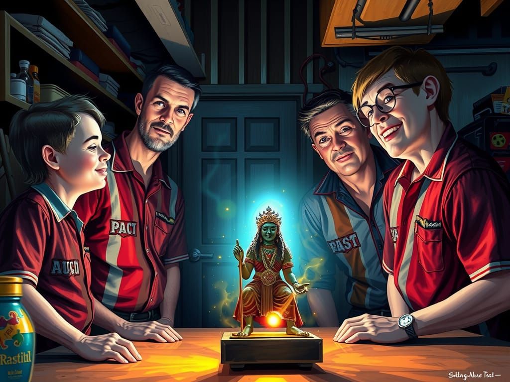 Bowling Team Secretly Worships Idol in Garage