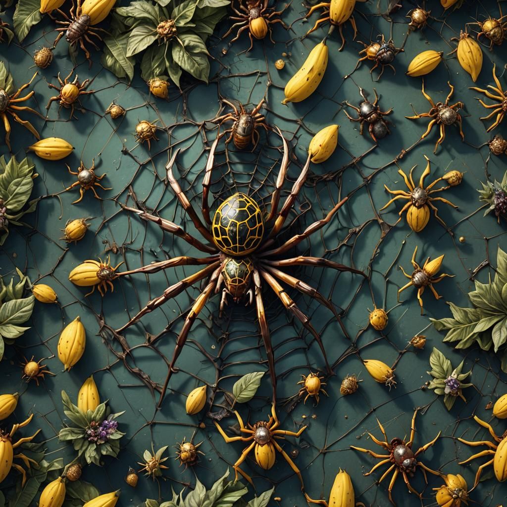 Detailed Banana Spider Fantasy Concept Art