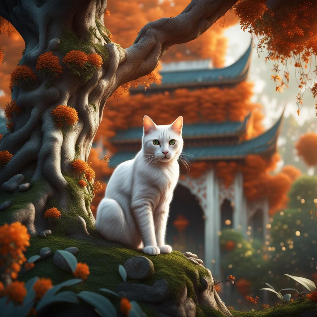Thai Cat in Fantastical Tree Garden