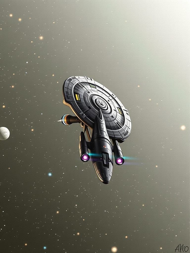 Sleek Futuristic Starfleet Vessel in Cosmic Expanse
