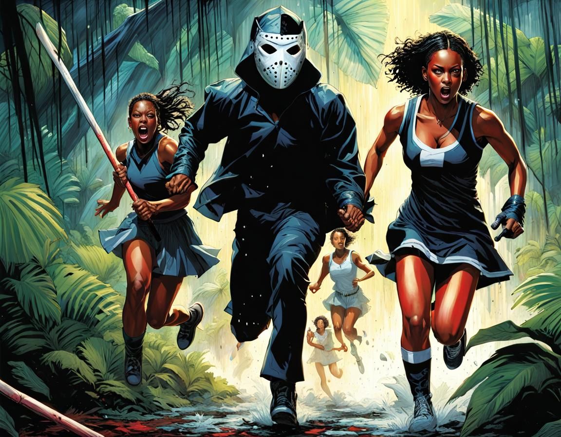 Goth Jason Chases Sorority Girl in Jungle Horror
