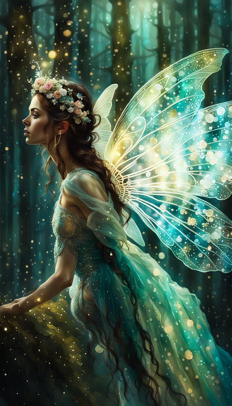 Mystical Fairy Art in Klimt and Mann Style