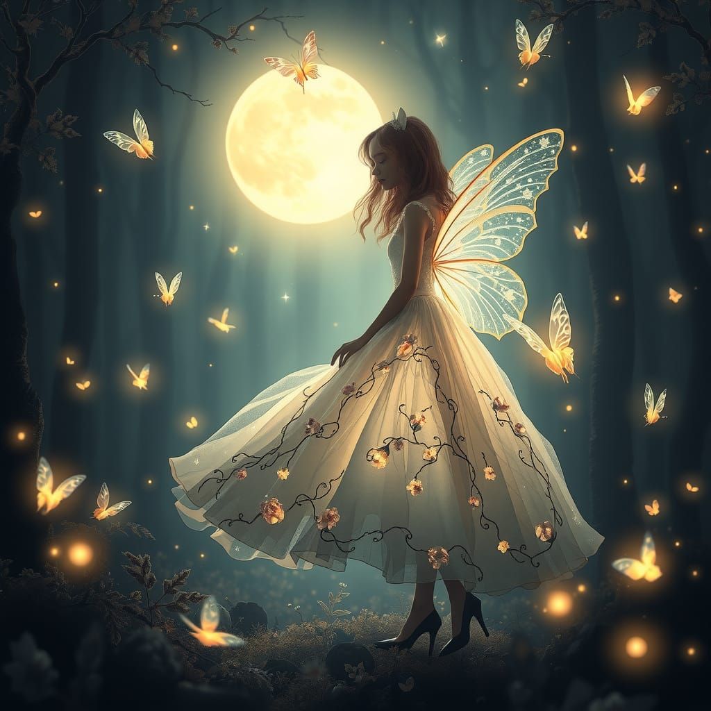 Whimsical Alice in Wonderland Scene in Mystical, Cyberpunk S...