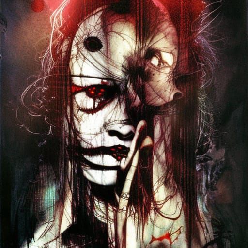 Disturbing Horror Scene in Surrealist Comic Style