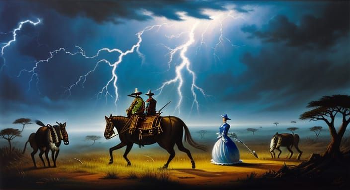 Cinderella in Serengeti: An Oil Painting