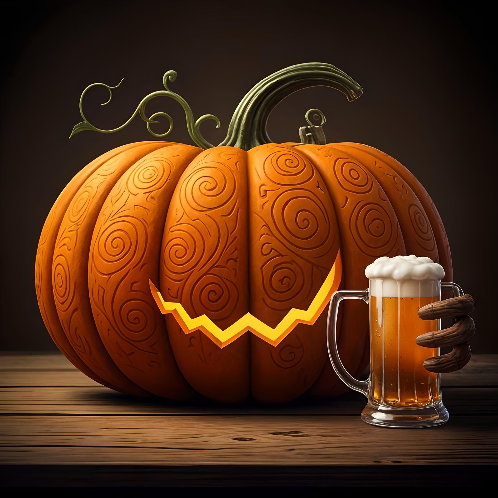 Pumpkin Enjoys Beer: 3D Anime Art