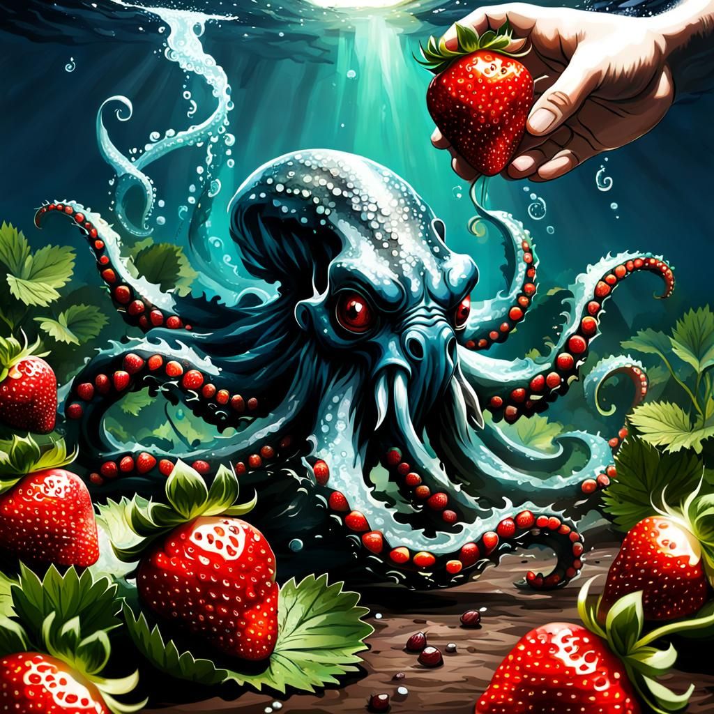 Kraken Emerges From Strawberry Pile