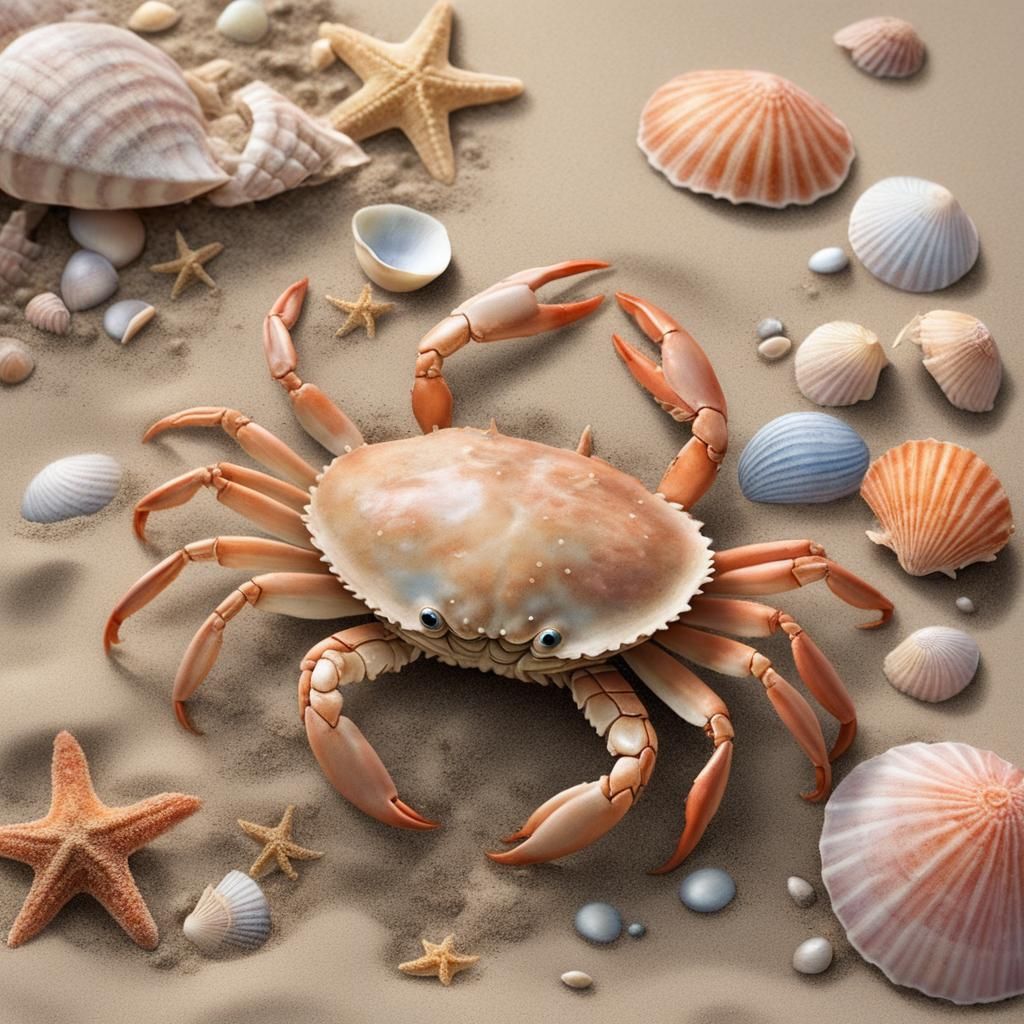 Pastel Crab Close-Up: Children's Book Illustration