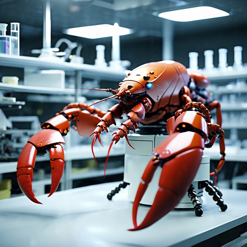 Robot Lobster Rampage in Research Lab, 4K