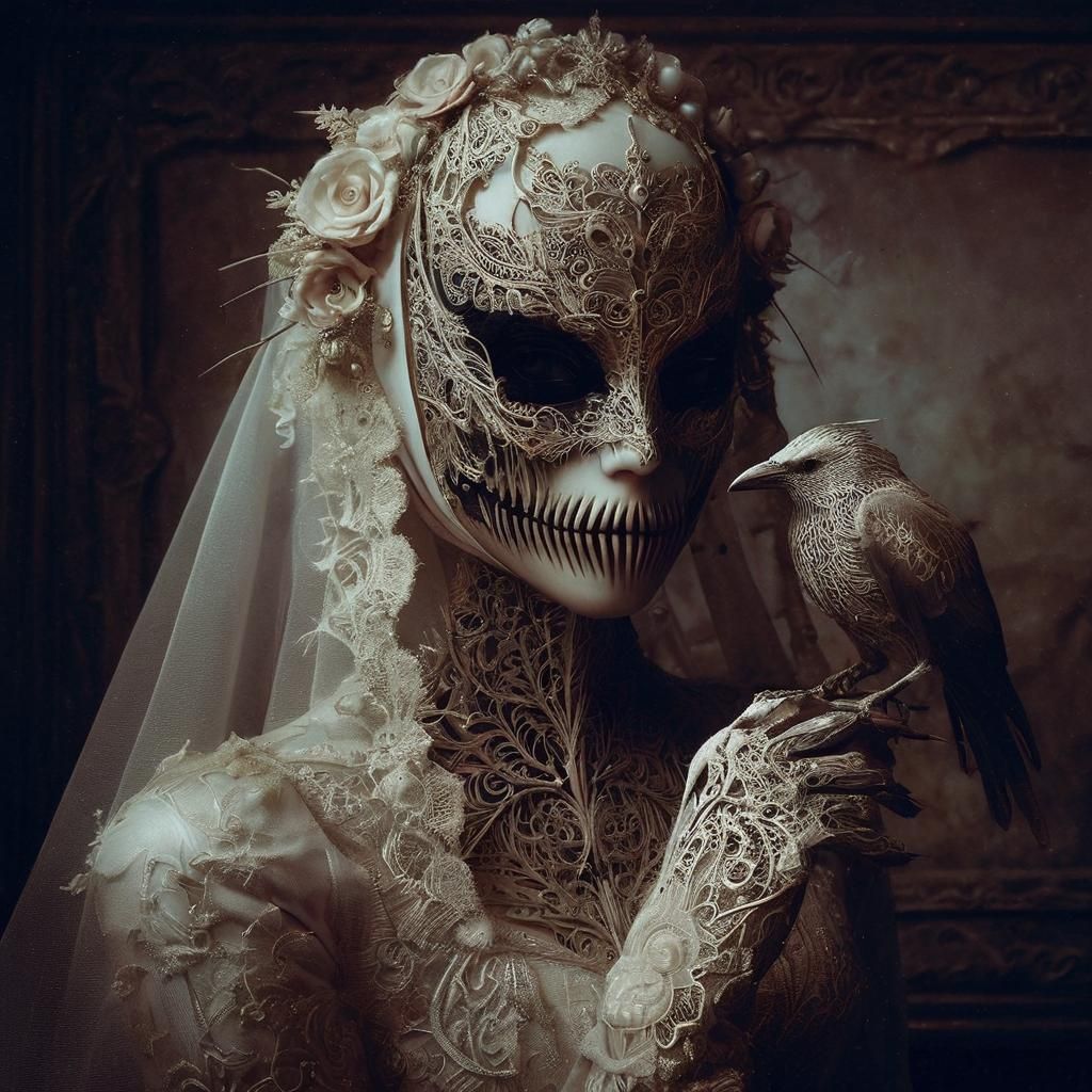 Eerie Dystopian Bridesmaid Portrait in Grimdark Style