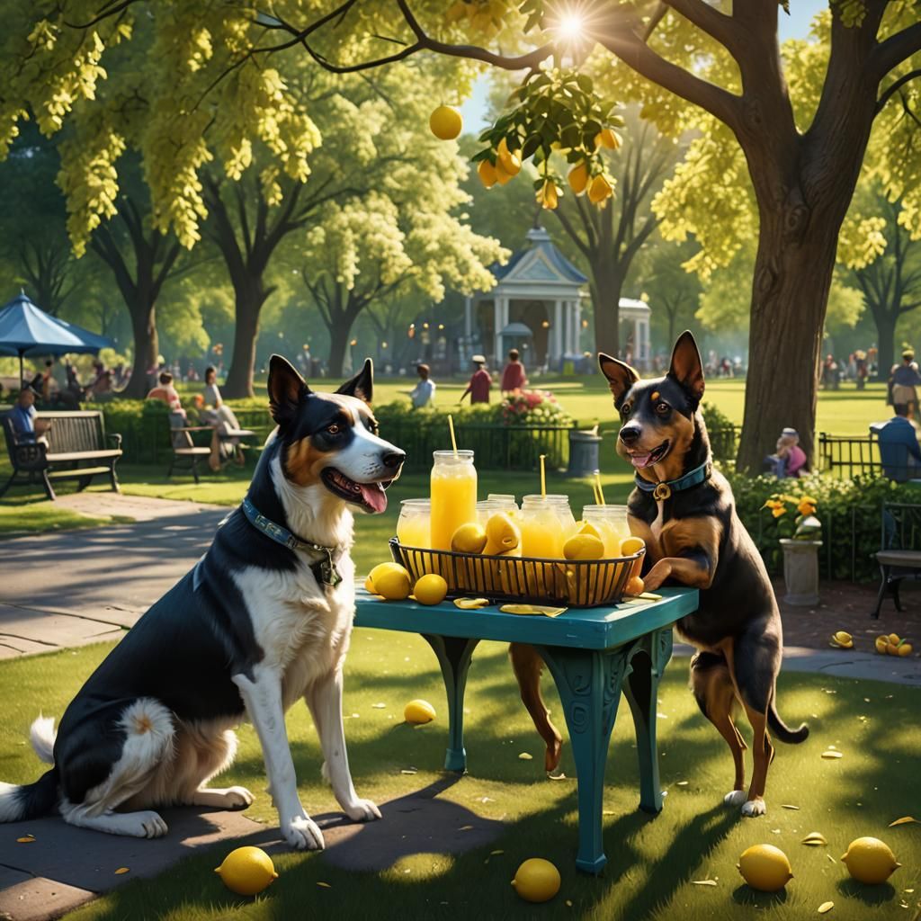 Dogs Selling Lemonade on a Sunny Day