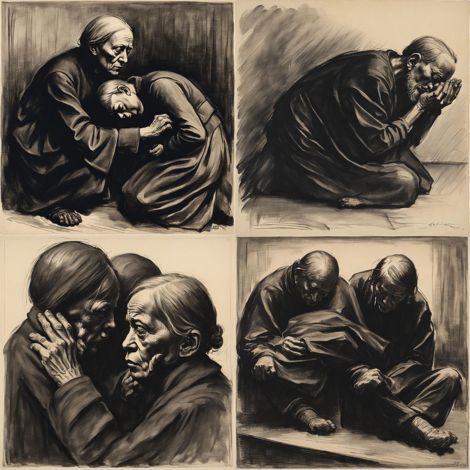 Poignant Figure Study in Kollwitz Style