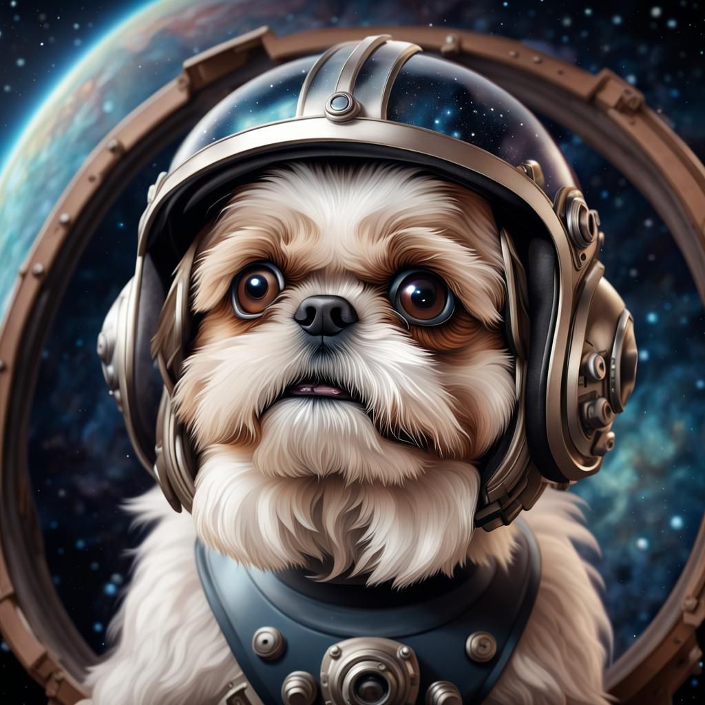 Shih Tzu Dog in Space Helmet