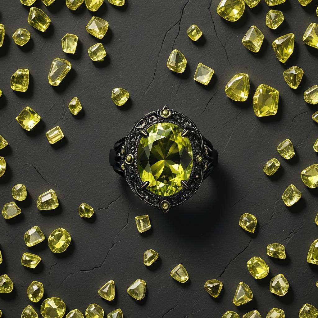 Peridot Gemstone Ring in Detailed Matte Painting