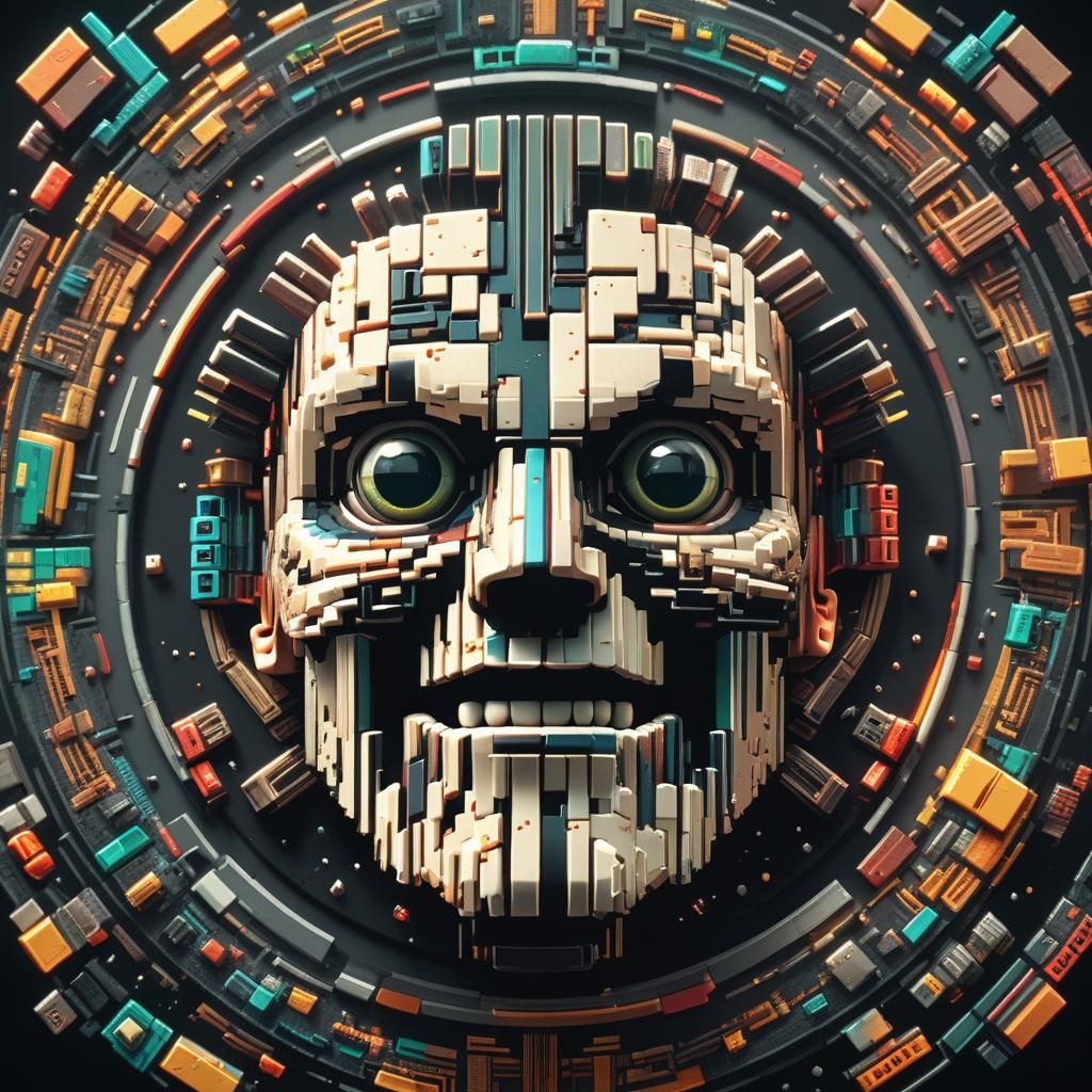 Head on Platter in 8-Bit Videogame Style