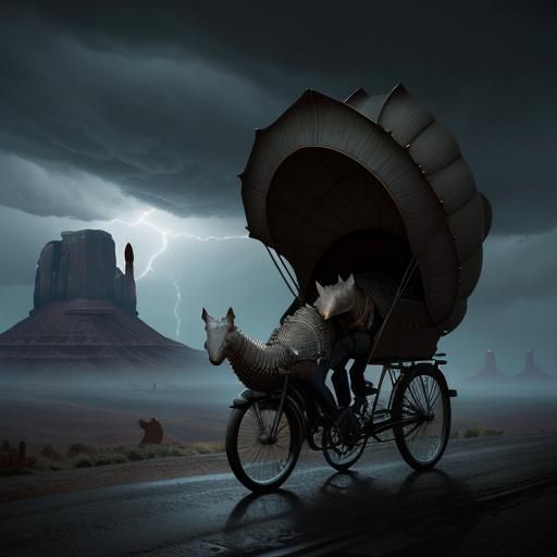 Armadillo on Bicycle in Monument Valley