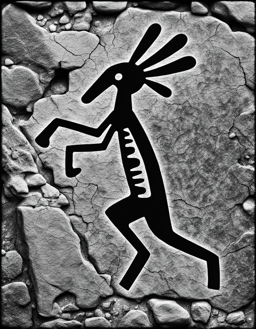 Kokopelli Petroglyph in Monochrome