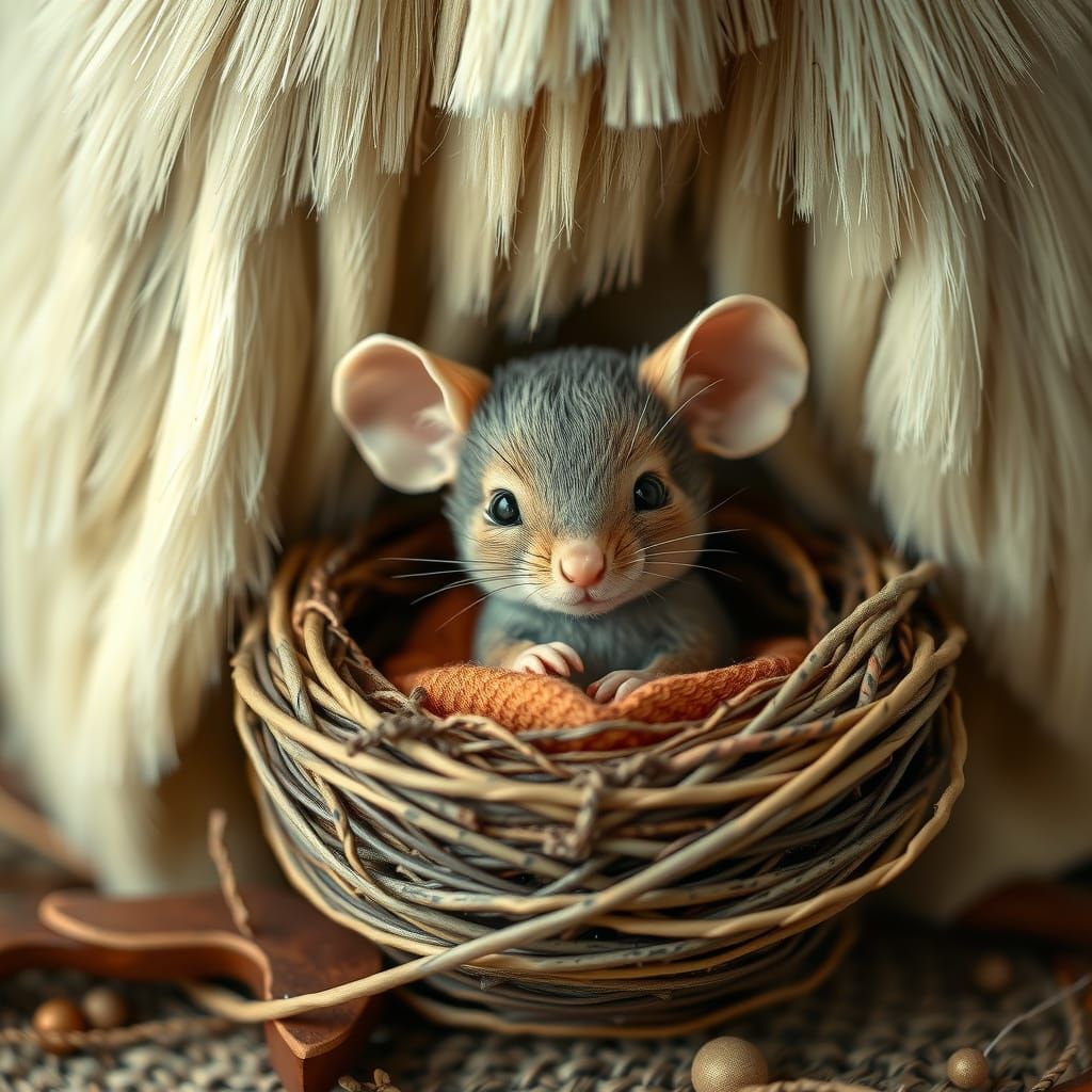 Baby Mouse Hiding, Beatrix Potter Style