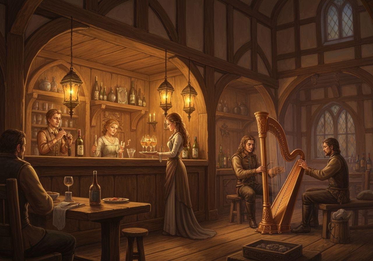 Medieval Fantasy Inn with Musicians and Patrons