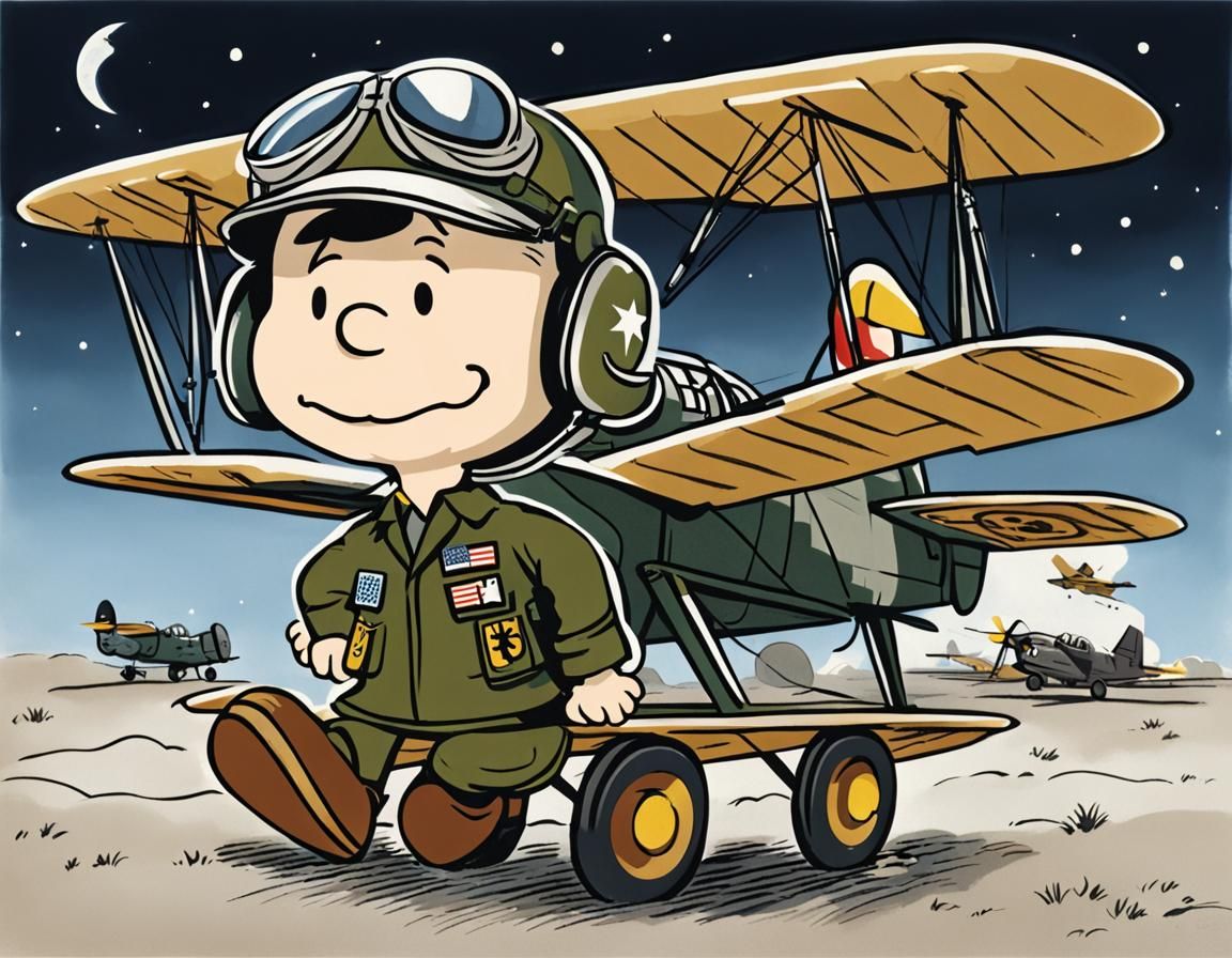 U.S. WWII Army Air Forces Pilot as a Peanuts character