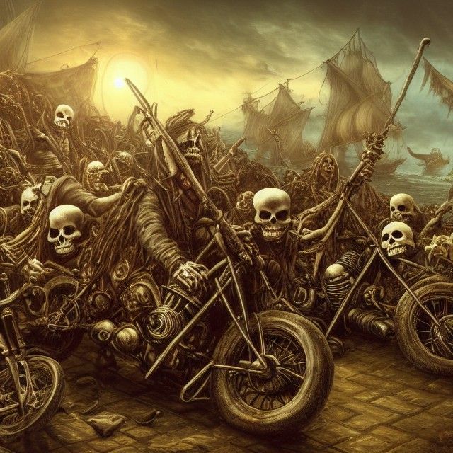 Pirate Skeletons Motorcycle Gang: Brutal Death Metal Art