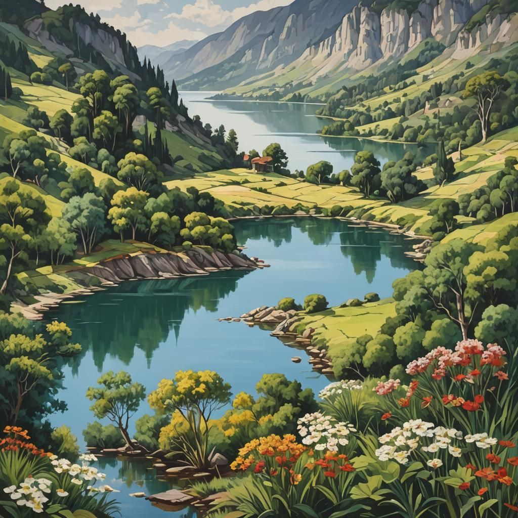 AI-Generated Lake Landscape