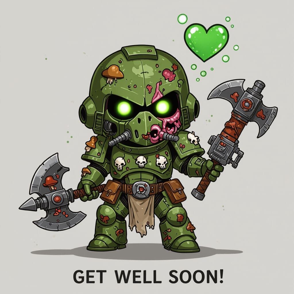 Chibi Plague Marine with Heart - Get Well Soon