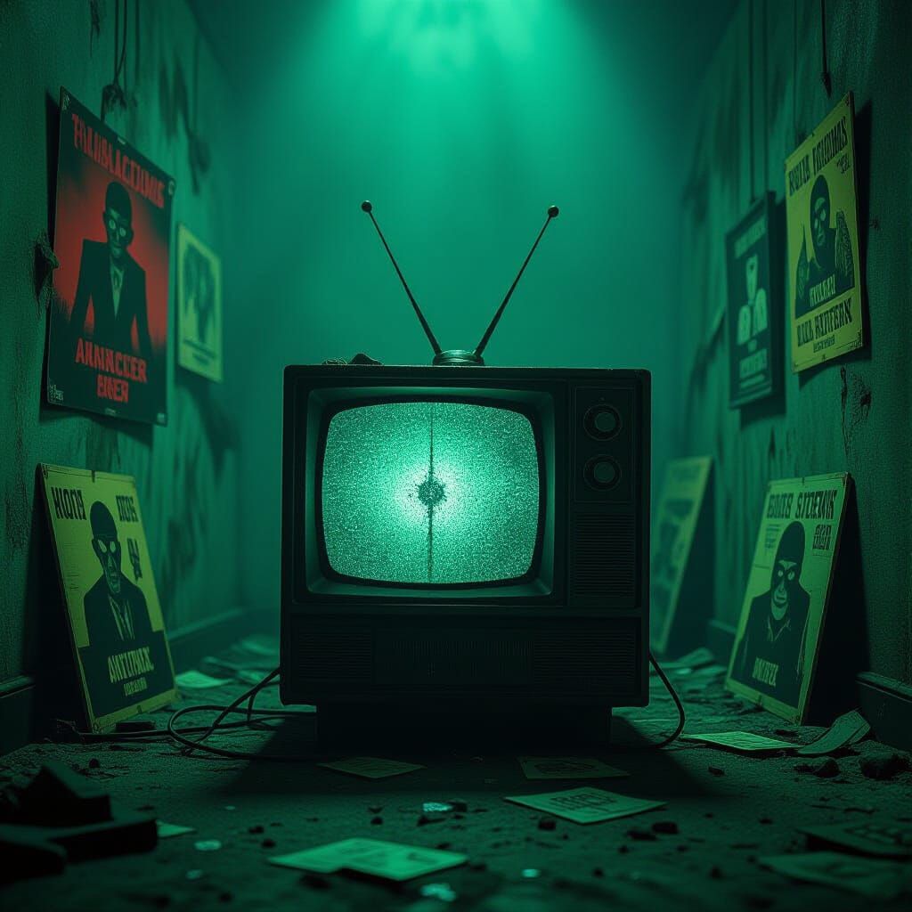 Haunted TV in Biomechanical Horror Setting
