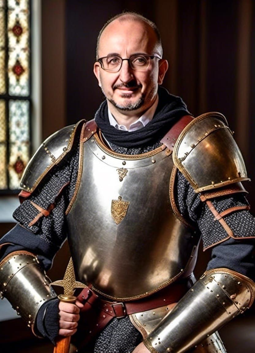 portrait of me in a suit of medieval armour