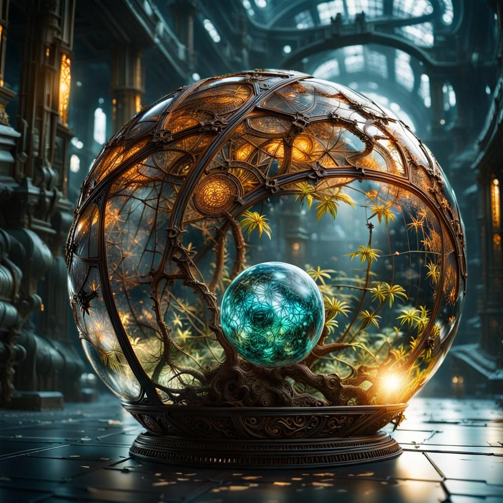 Subtropical Microcosm in Translucent Orb