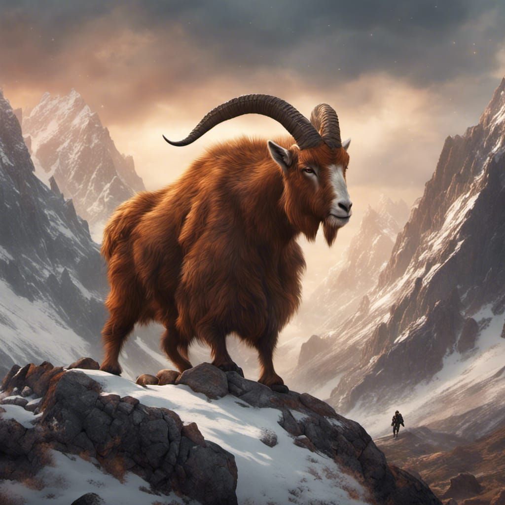 Soldier and Mountain Goat: Detailed Matte Painting