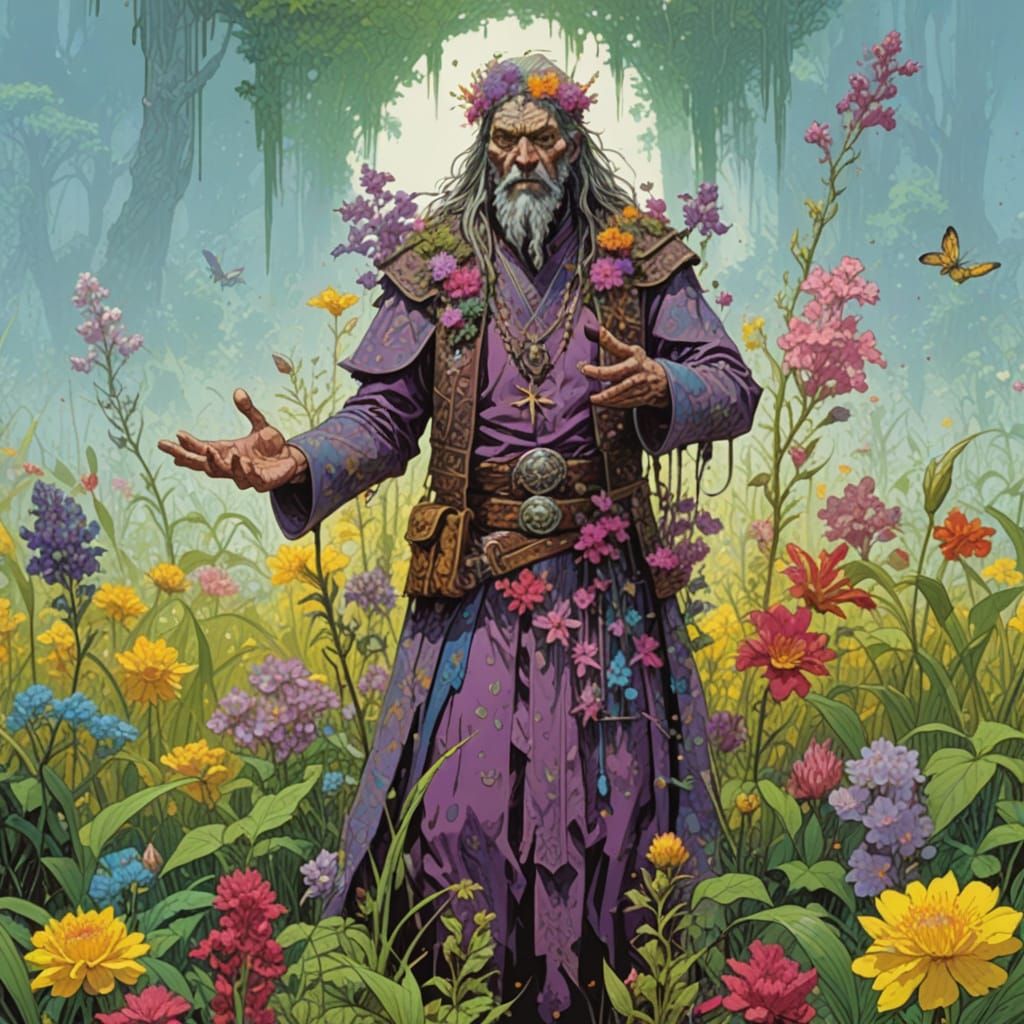 Floral Swamp Priest in Comic Book Style