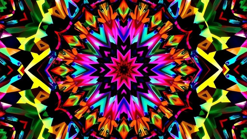 Kaleidoscope of Prisms Showing Light Refraction